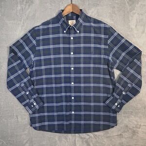 Brooks Brothers Red Fleece Mens Cotton L/S Button Shirt Blue/Green Plaid • XL